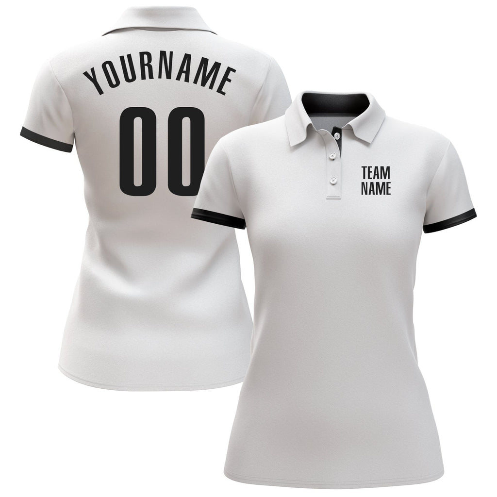 Custom White Black Performance Golf Polo Shirt photo 2