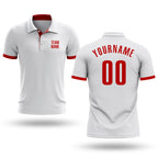 Custom White Red Performance Golf Polo Shirt