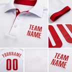 Custom White Red Performance Golf Polo Shirt detail