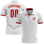 Custom White Red Performance Golf Polo Shirt photo 1