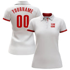 Custom White Red Performance Golf Polo Shirt photo 2