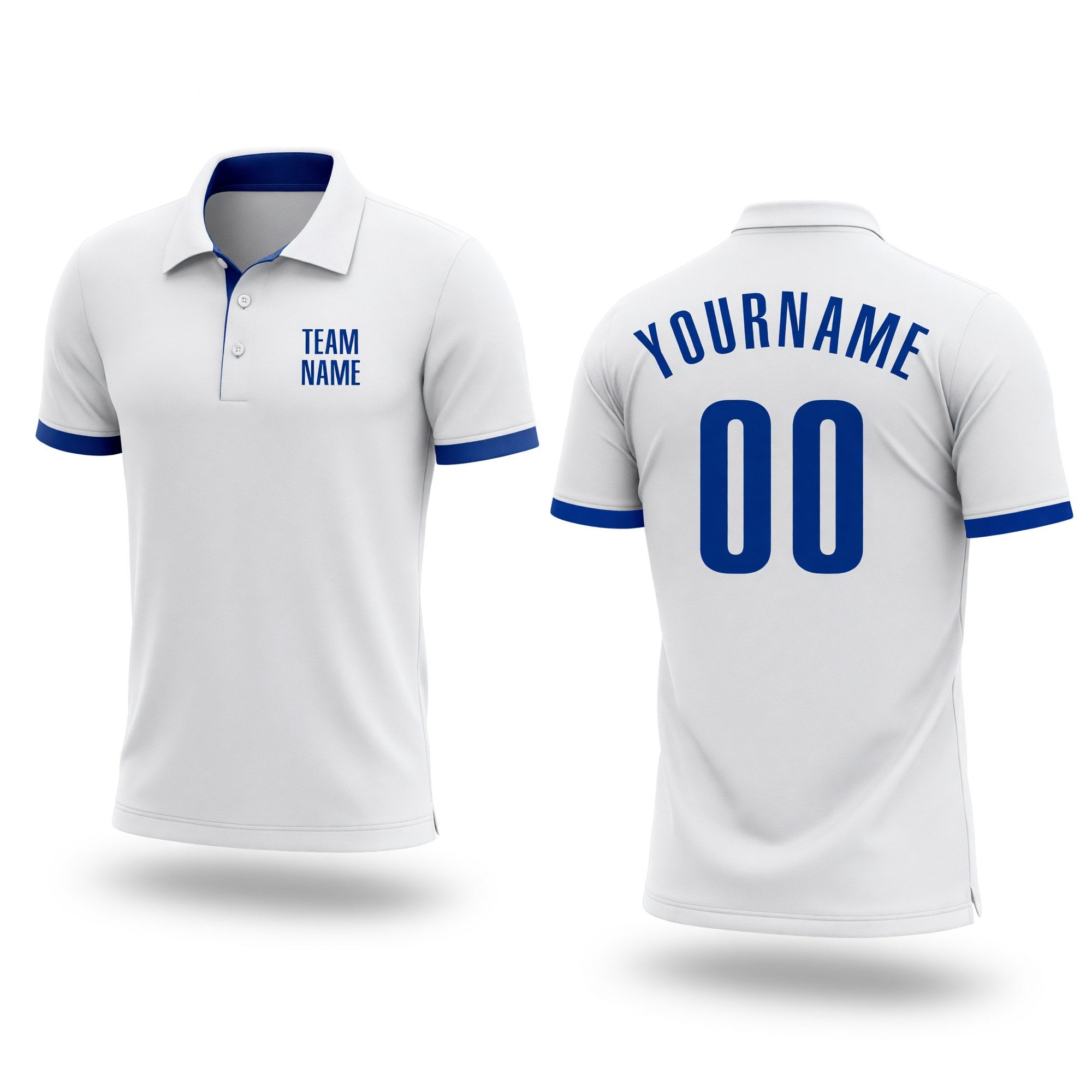 Custom White Royal Performance Golf Polo Shirt
