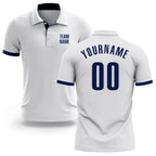 Custom White Navy Performance Golf Polo Shirt