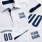 Custom White Navy Performance Golf Polo Shirt detail