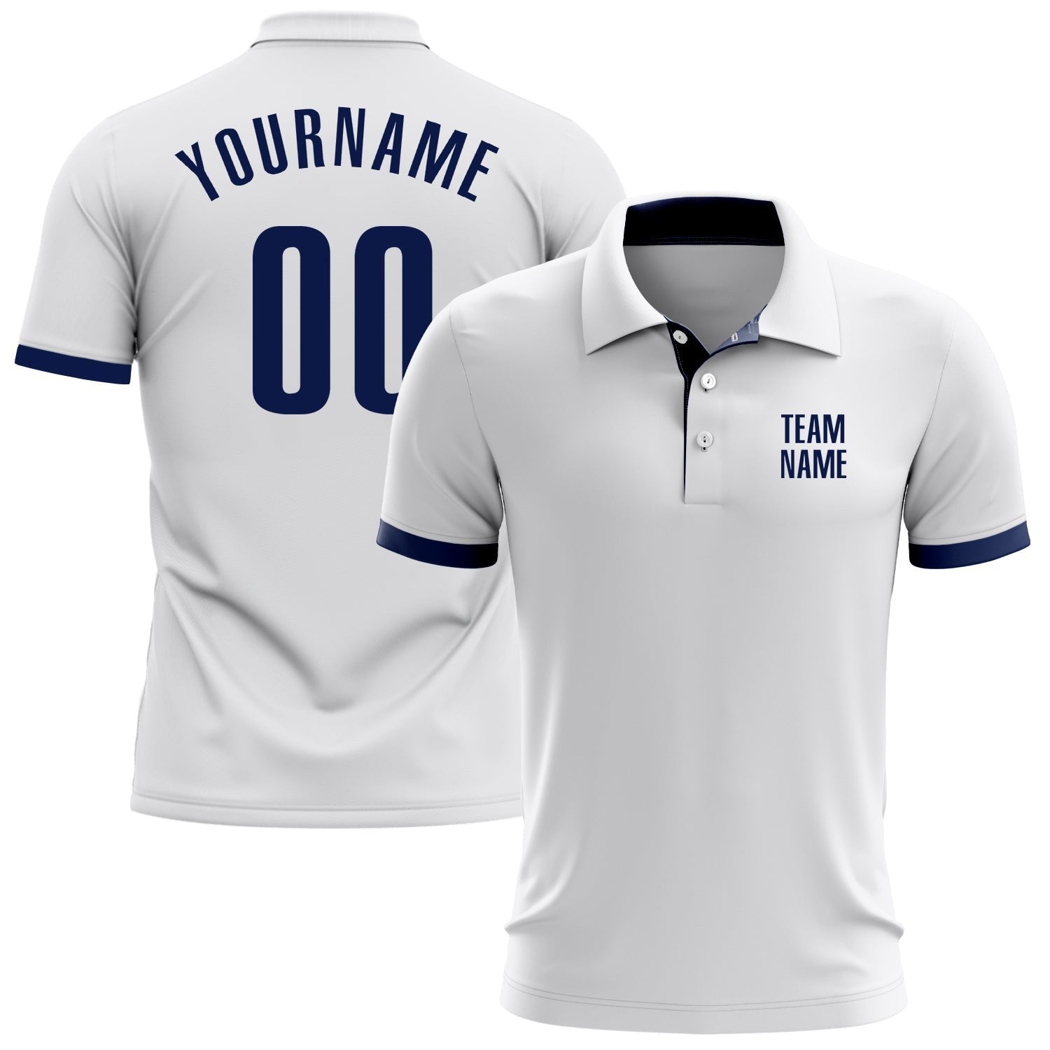Custom White Navy Performance Golf Polo Shirt photo 1