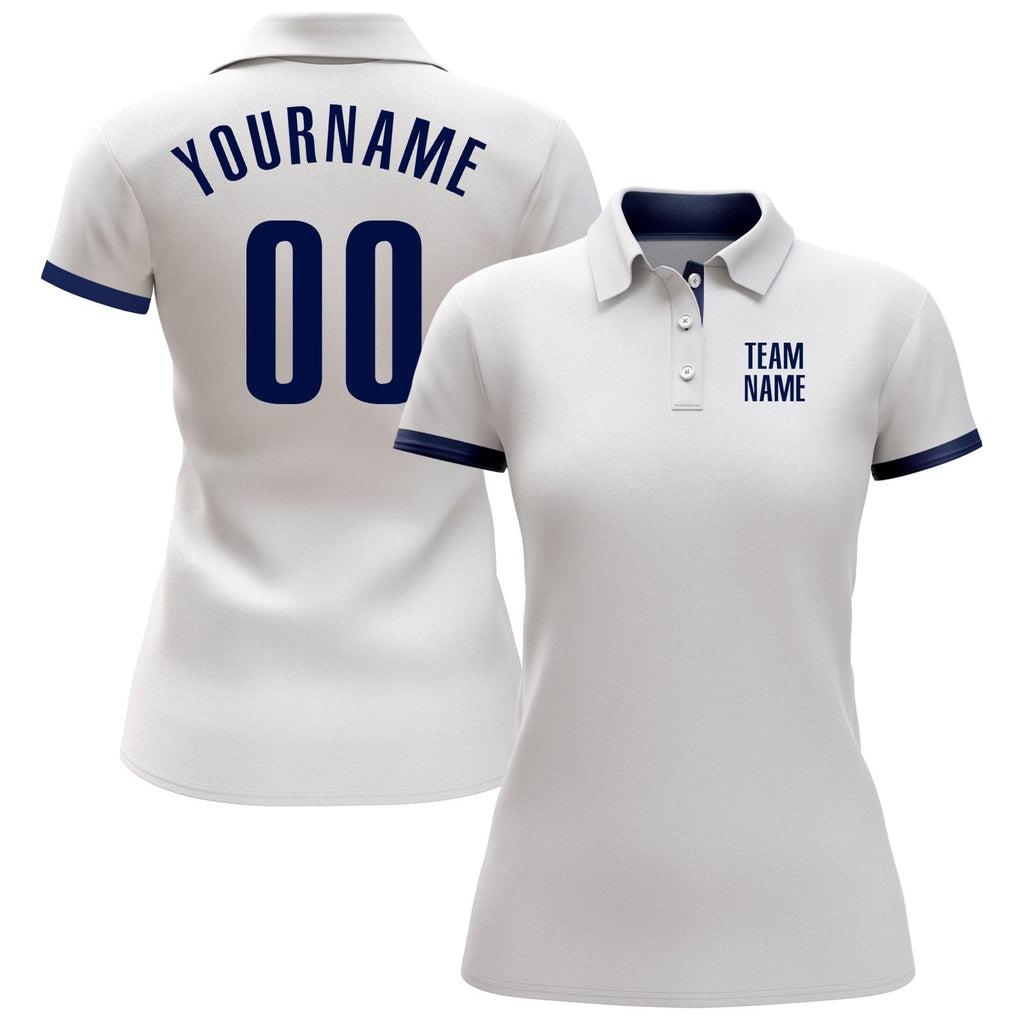 Custom White Navy Performance Golf Polo Shirt photo 2