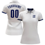 Custom White Navy Performance Golf Polo Shirt photo 2