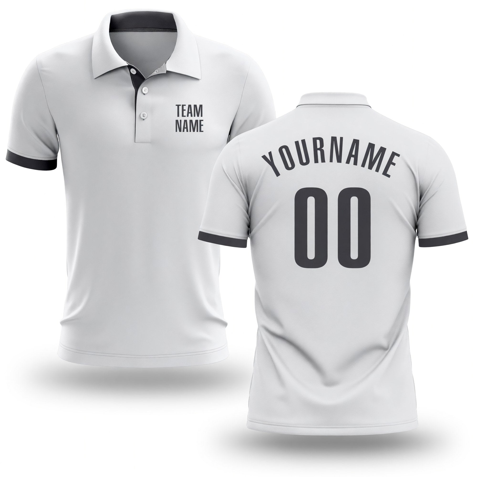Custom White Steel Gray Performance Golf Polo Shirt