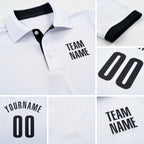 Custom White Steel Gray Performance Golf Polo Shirt detail