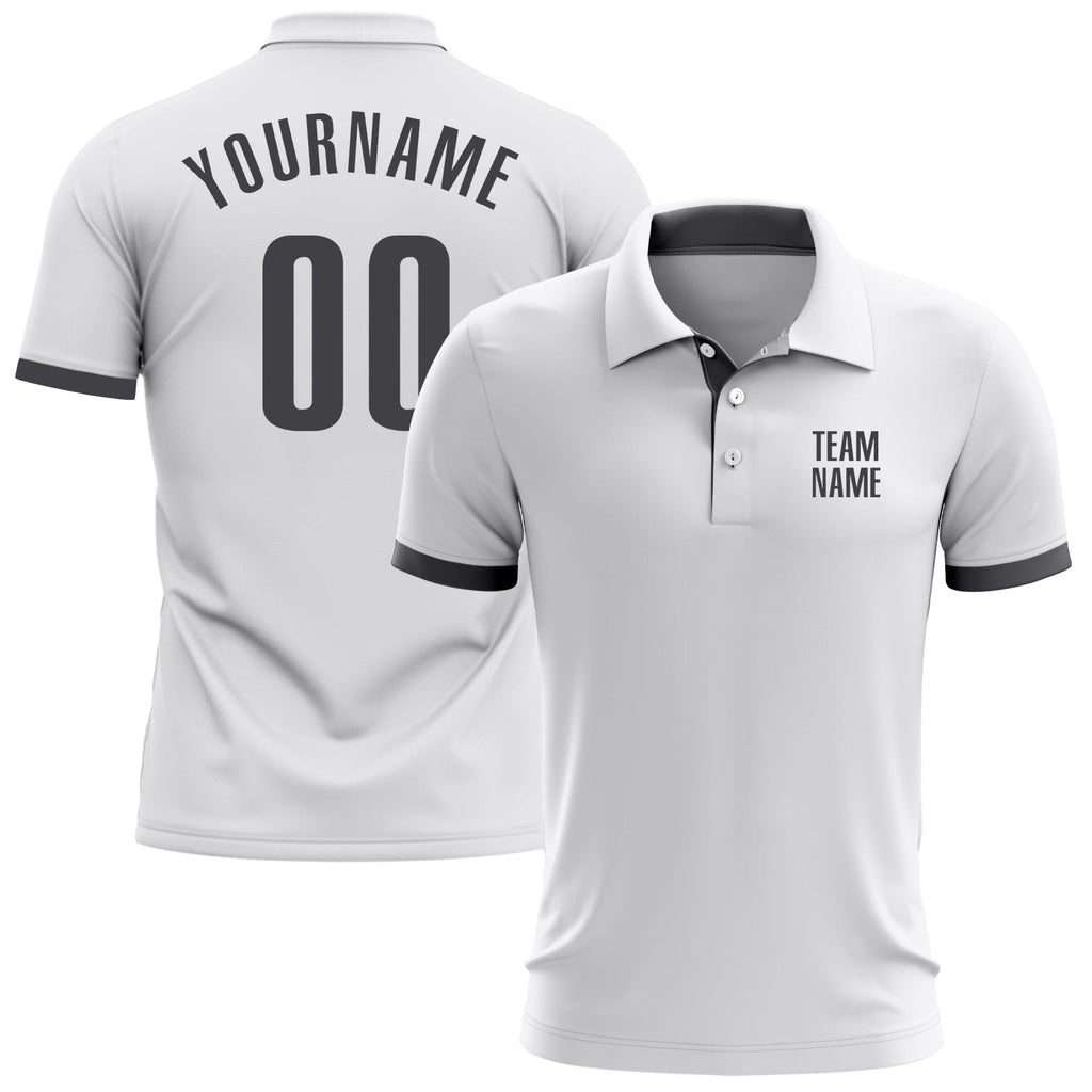 Custom White Steel Gray Performance Golf Polo Shirt photo 1