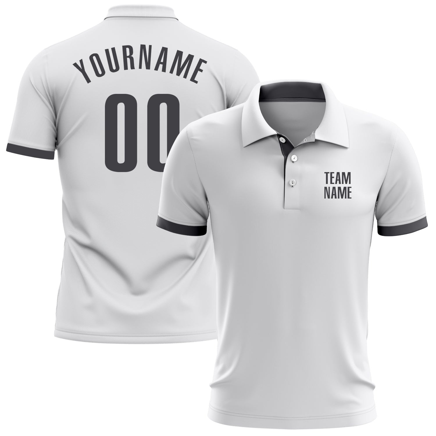 Custom White Steel Gray Performance Golf Polo Shirt photo 1
