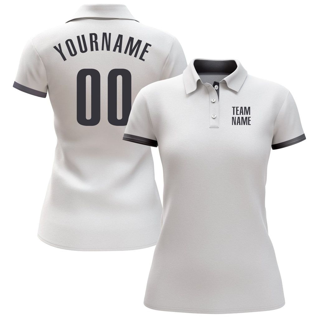 Custom White Steel Gray Performance Golf Polo Shirt photo 2
