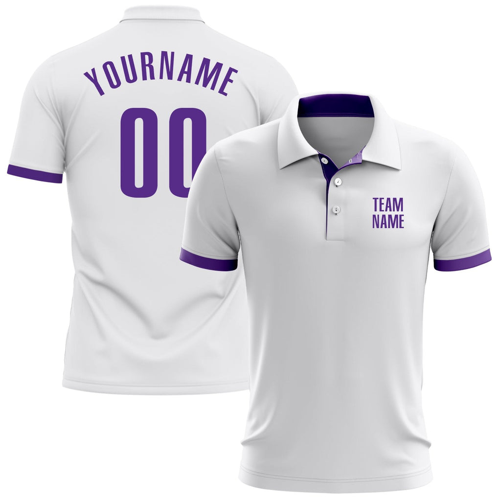 Custom White Purple Performance Golf Polo Shirt photo 1