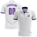 Custom White Purple Performance Golf Polo Shirt photo 1