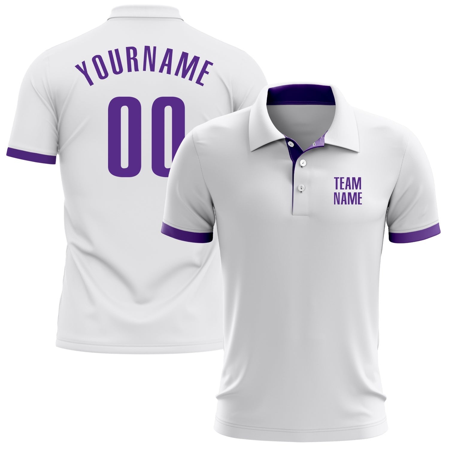 Custom White Purple Performance Golf Polo Shirt photo 1