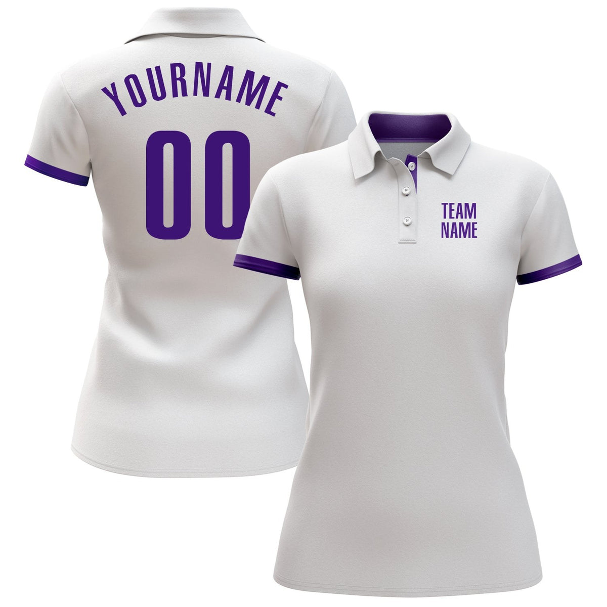 Custom White Purple Performance Golf Polo Shirt photo 2
