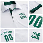 Custom White Kelly Green Performance Golf Polo Shirt detail