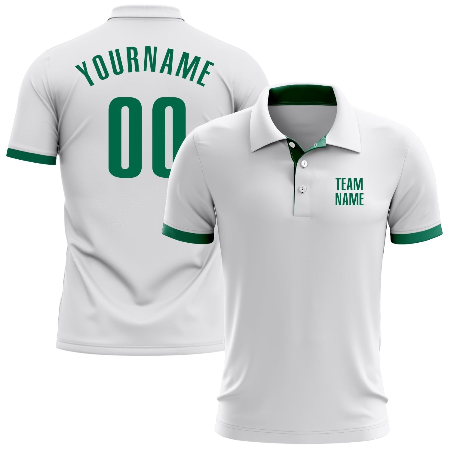 Custom White Kelly Green Performance Golf Polo Shirt photo 1