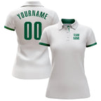 Custom White Kelly Green Performance Golf Polo Shirt photo 2