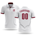 Custom White Crimson Performance Golf Polo Shirt
