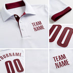 Custom White Crimson Performance Golf Polo Shirt detail