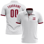 Custom White Crimson Performance Golf Polo Shirt photo 1