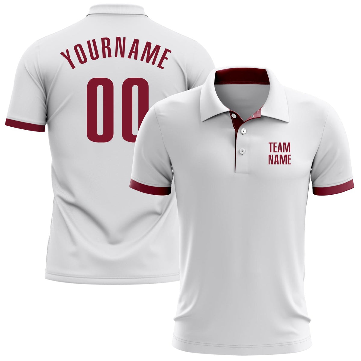 Custom White Crimson Performance Golf Polo Shirt photo 1