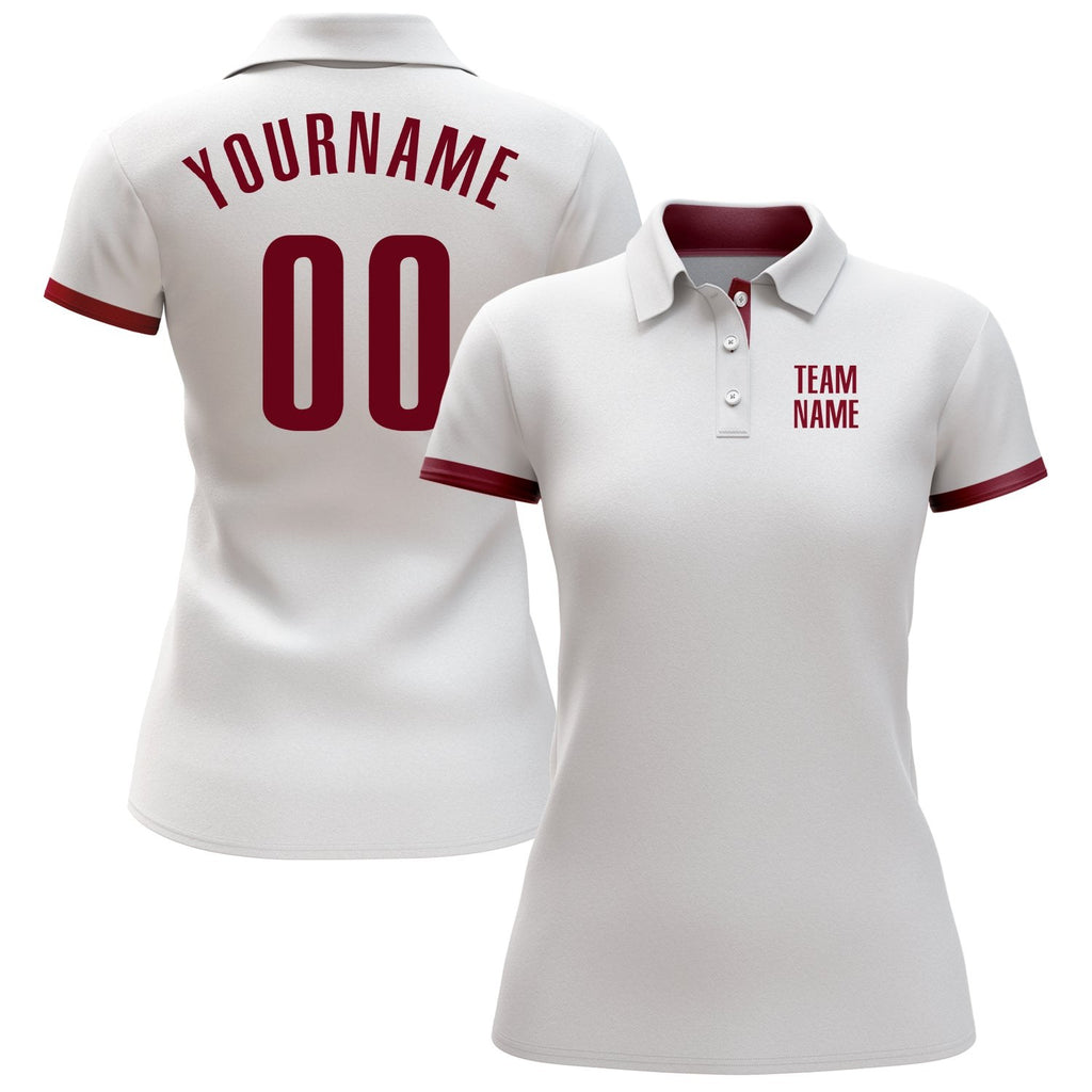 Custom White Crimson Performance Golf Polo Shirt photo 2