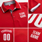 Custom Red White Performance Golf Polo Shirt detail