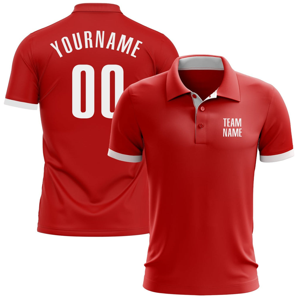 Custom Red White Performance Golf Polo Shirt photo 1