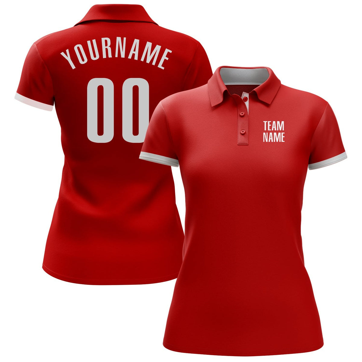 Custom Red White Performance Golf Polo Shirt photo 2