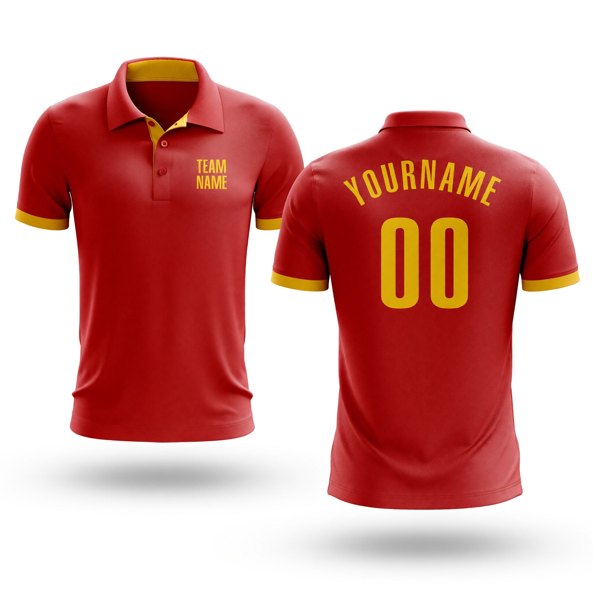Custom Red Yellow Performance Golf Polo Shirt