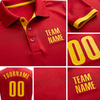 Custom Red Yellow Performance Golf Polo Shirt detail