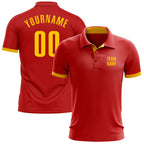 Custom Red Yellow Performance Golf Polo Shirt photo 1