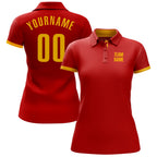 Custom Red Yellow Performance Golf Polo Shirt photo 2