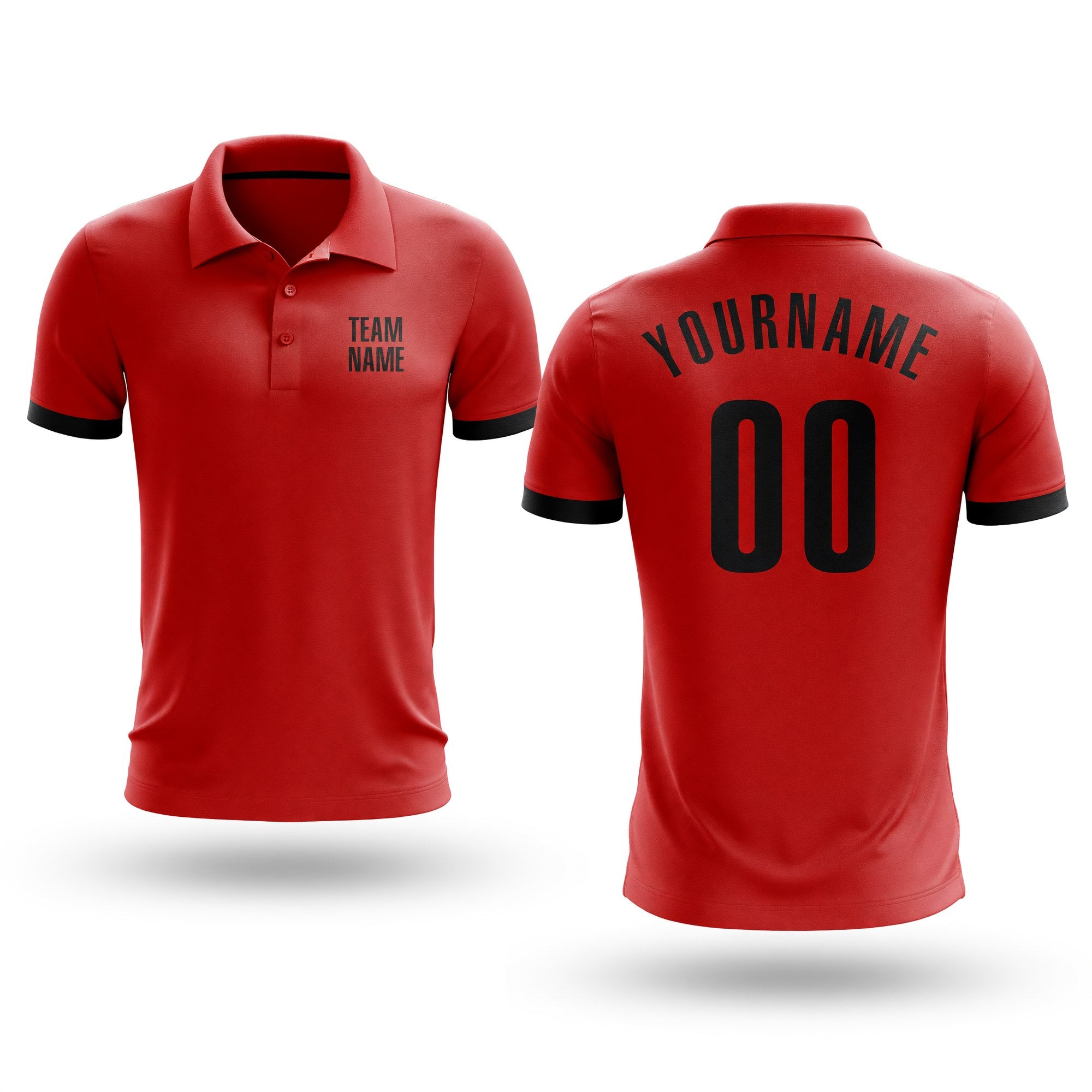 Custom Red Black Performance Golf Polo Shirt