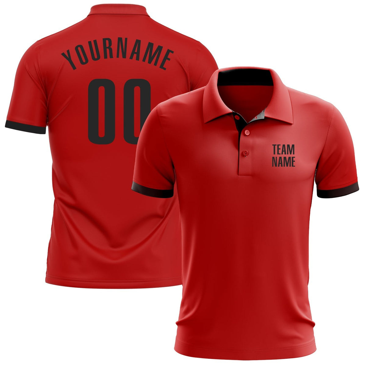 Custom Red Black Performance Golf Polo Shirt photo 1