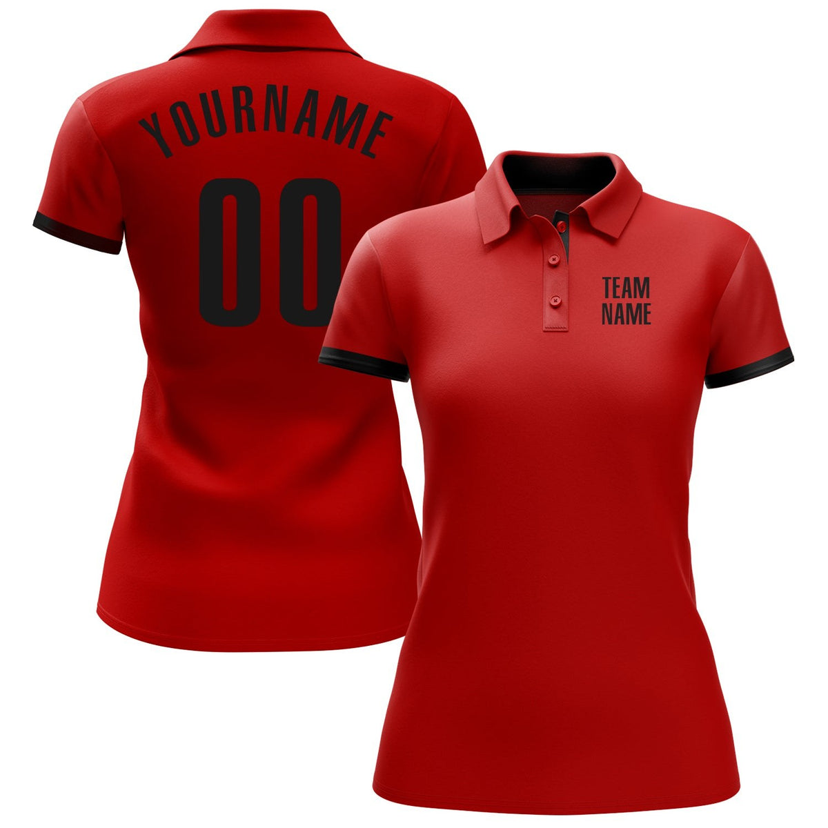 Custom Red Black Performance Golf Polo Shirt photo 2