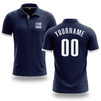 Custom Navy White Performance Golf Polo Shirt