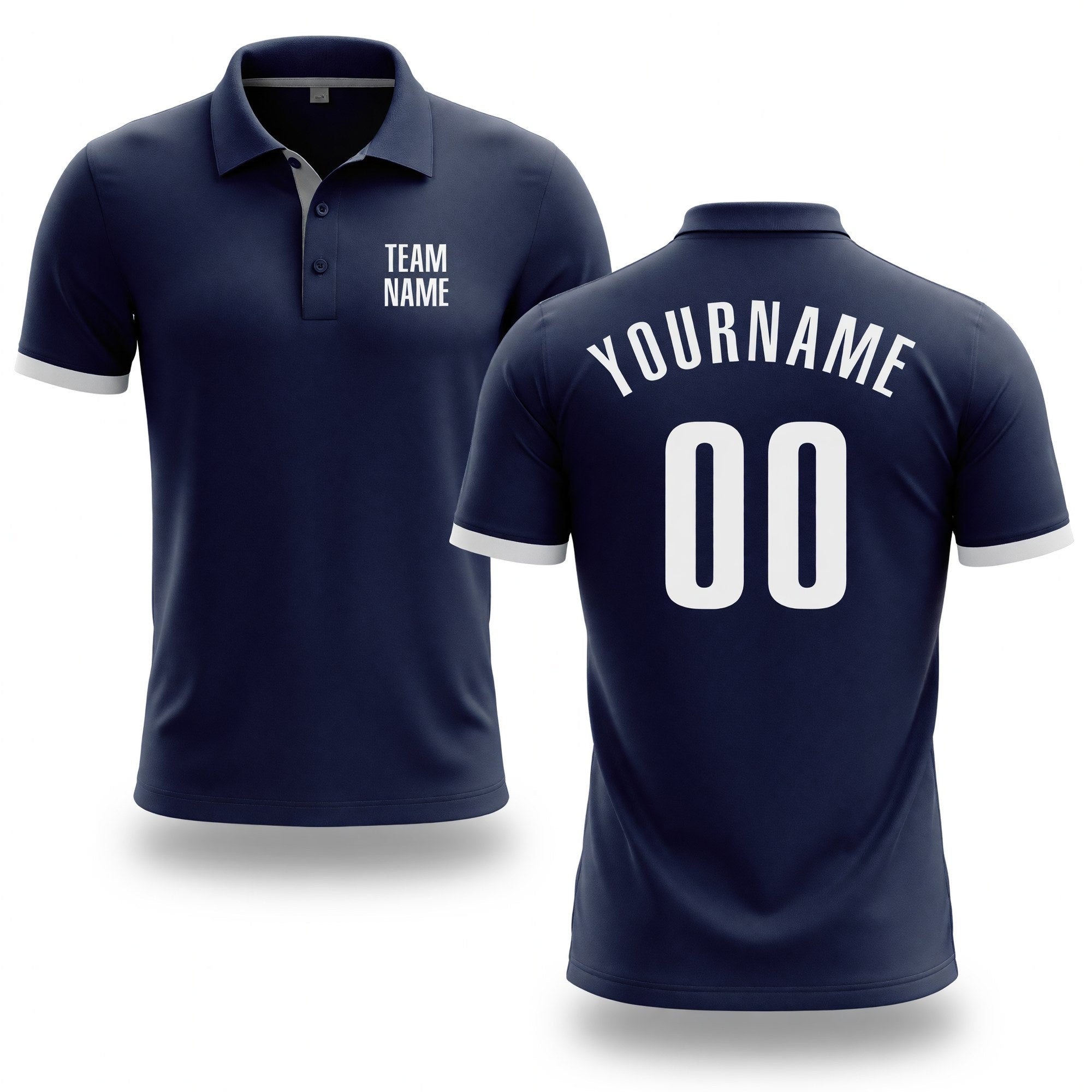 Custom Navy White Performance Golf Polo Shirt