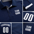 Custom Navy White Performance Golf Polo Shirt detail
