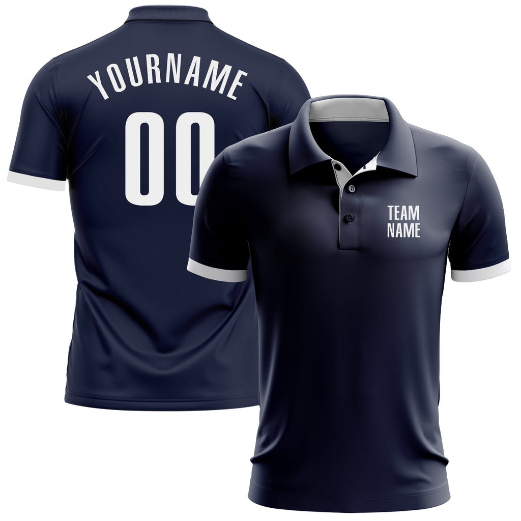 Custom Navy White Performance Golf Polo Shirt photo 1