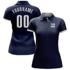 Custom Navy White Performance Golf Polo Shirt photo 2
