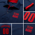 Custom Navy Red Performance Golf Polo Shirt detail