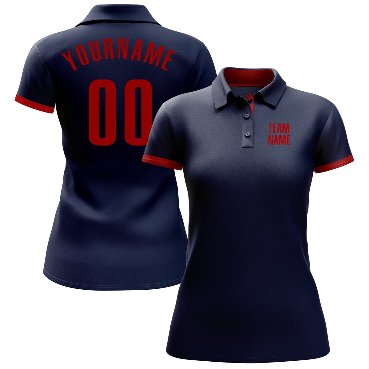 Custom Navy Red Performance Golf Polo Shirt photo 2
