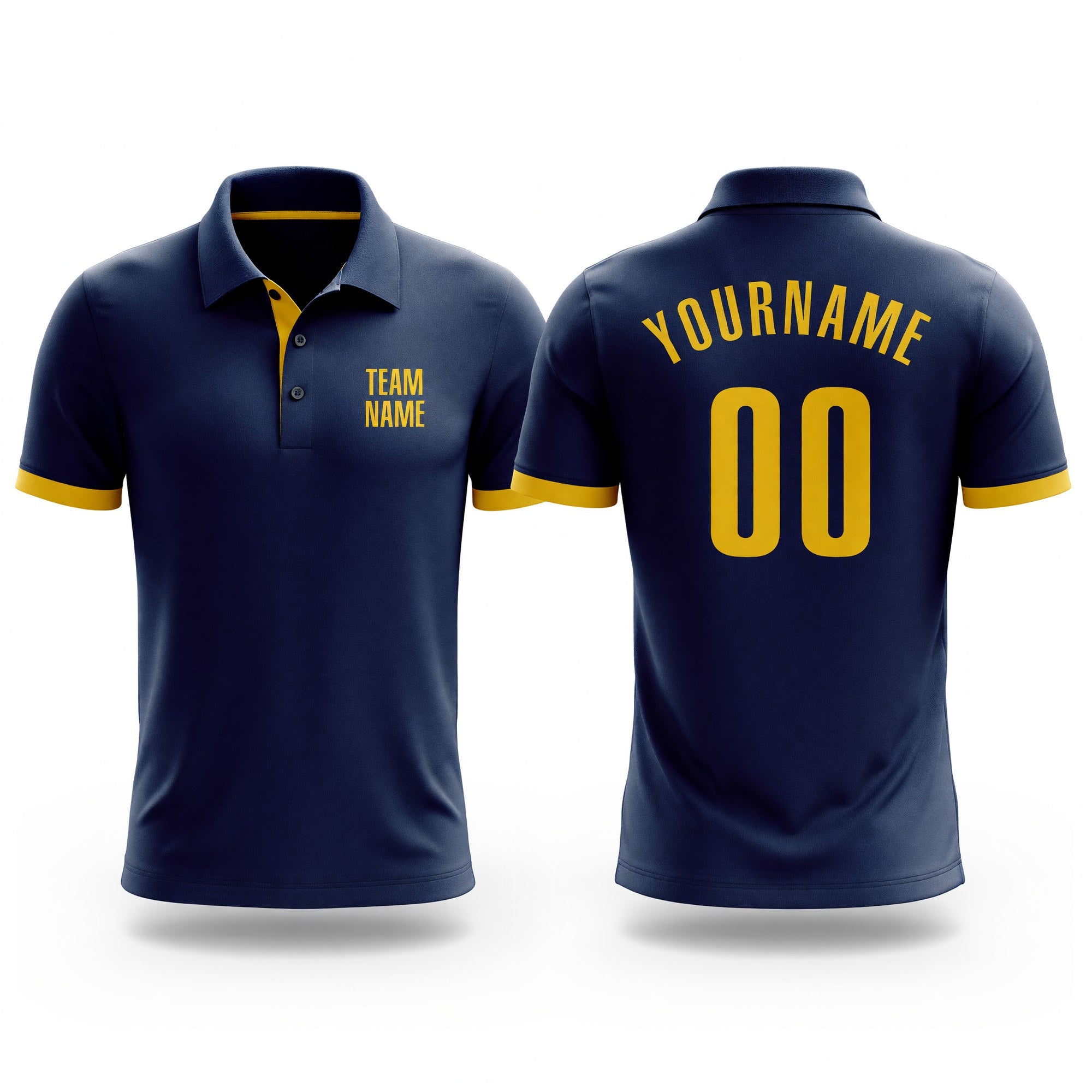 Custom Navy Yellow Performance Golf Polo Shirt