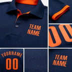 Custom Navy Orange Performance Golf Polo Shirt detail
