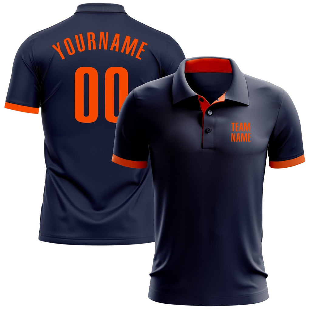 Custom Navy Orange Performance Golf Polo Shirt photo 1