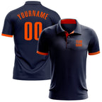 Custom Navy Orange Performance Golf Polo Shirt photo 1