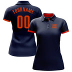 Custom Navy Orange Performance Golf Polo Shirt photo 2